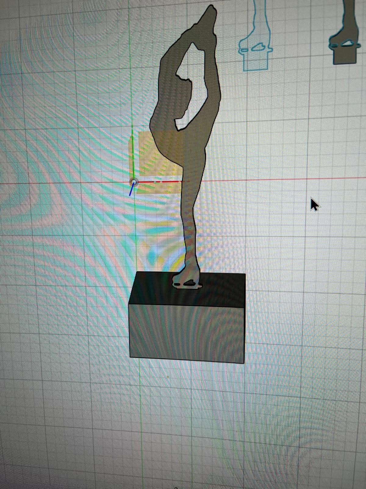 Model 3D statuetki łyżwiarki w programie CAD
